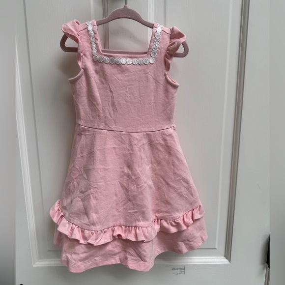 Janie and Jack 3T Girls Pink & White Ruffled Short Sleeve Formal Dress - Picture 1 of 7